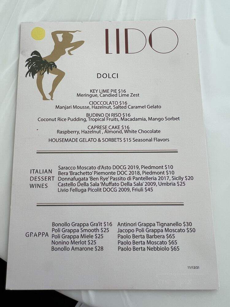Lido Restaurant at the Surf Club - Surfside, FL menu_pic