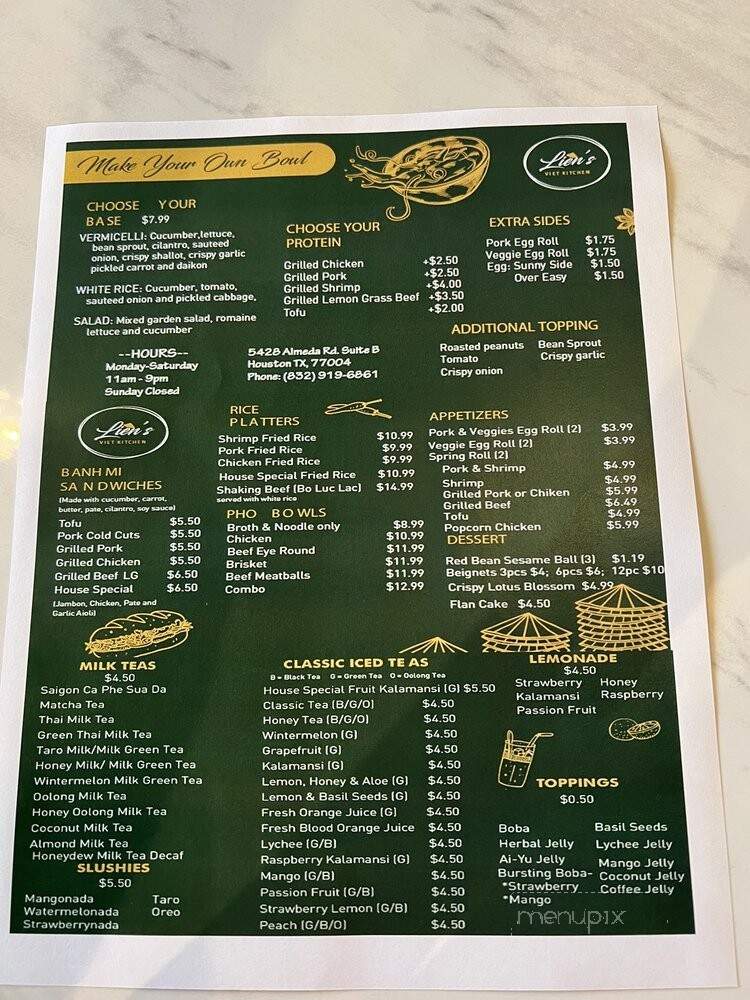 Lien's Viet Kitchen - Houston, TX menu_pic