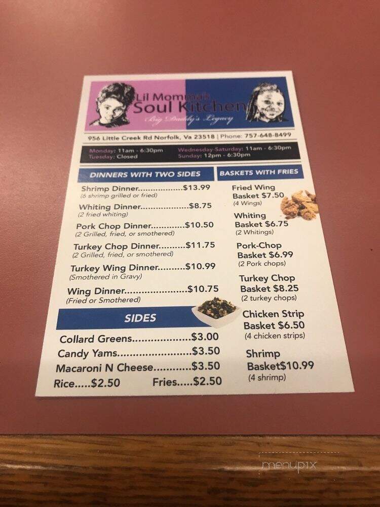 Mama's Soul Food Diner - Norfolk, VA menu_pic