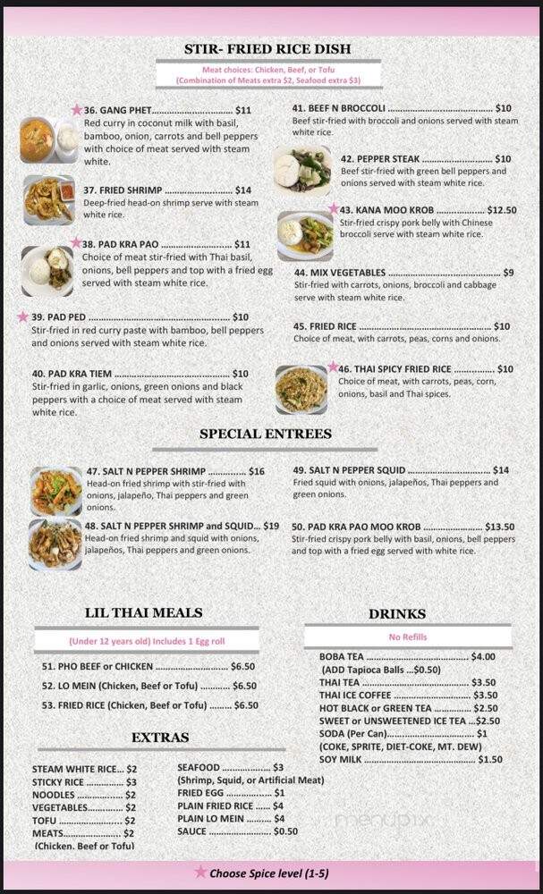 Lil Thai Cafe - La Vergne, TN menu_pic