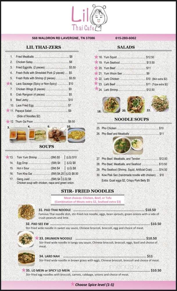 Lil Thai Cafe - La Vergne, TN menu_pic