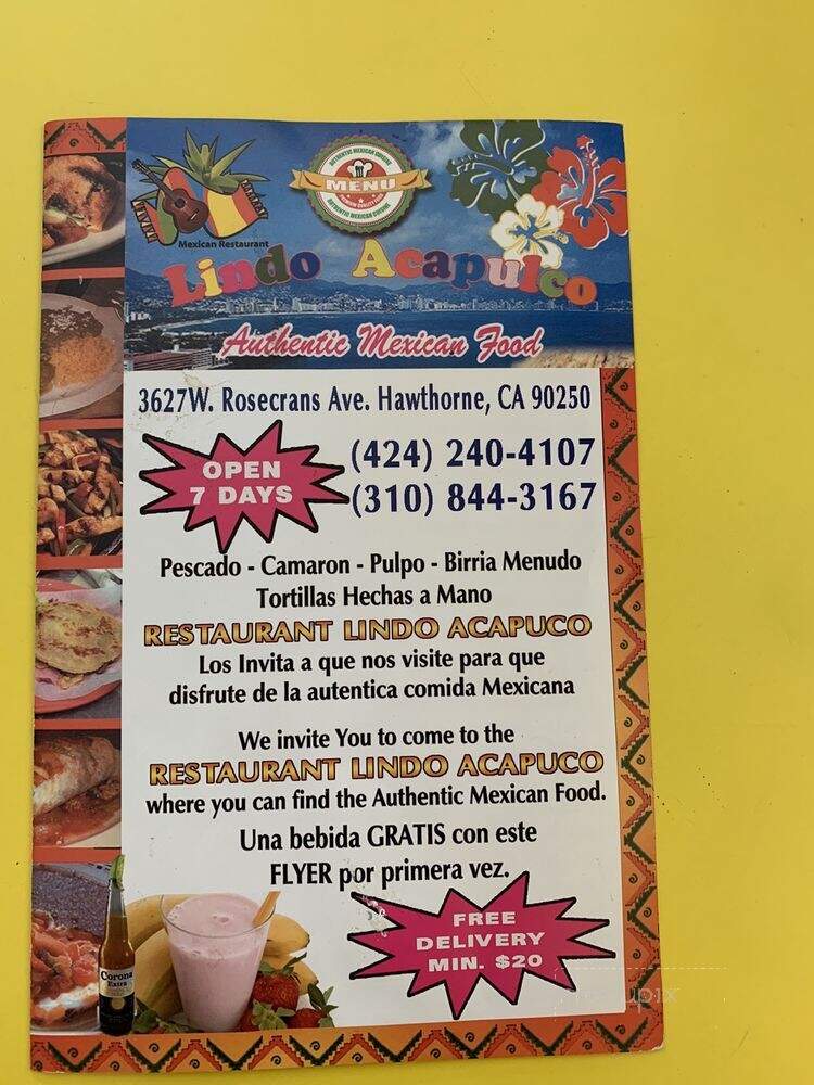 Lindo Acapulco - Hawthorne, CA menu_pic