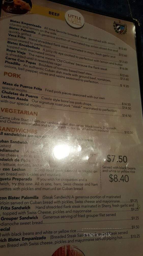 Little Cuba - Chamblee, GA menu_pic