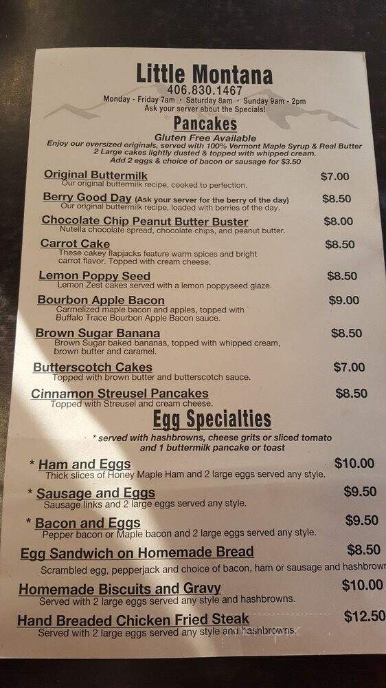 Little Montana - Ronan, MT menu_pic