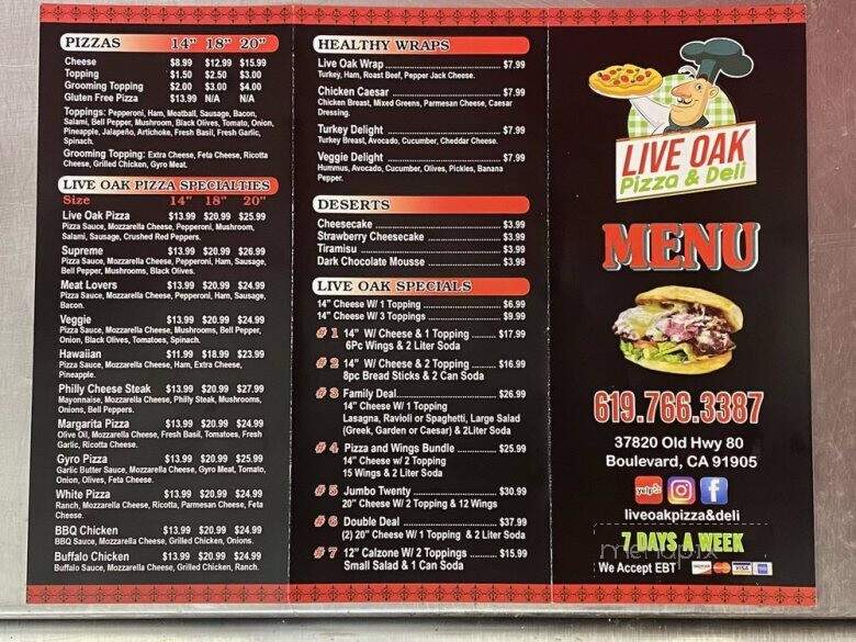 Live Oak Pizza & Deli - Boulevard, CA menu_pic