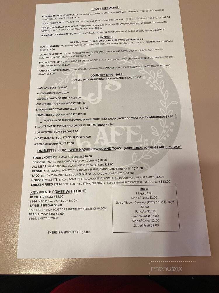 LJ's Cafe - Chattaroy, WA menu_pic