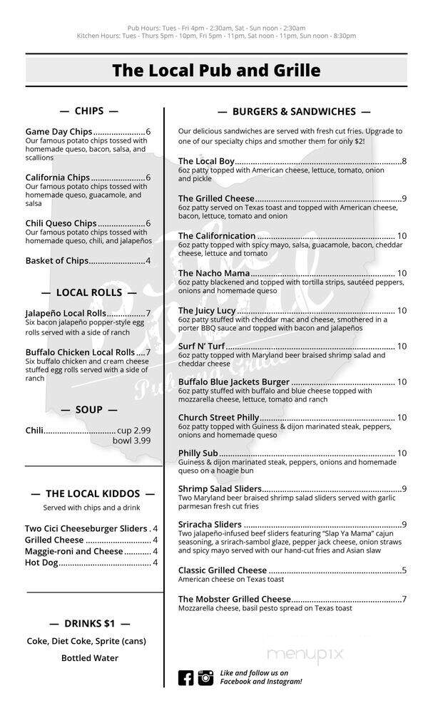 Local Pub and Grille - Newark, OH menu_pic