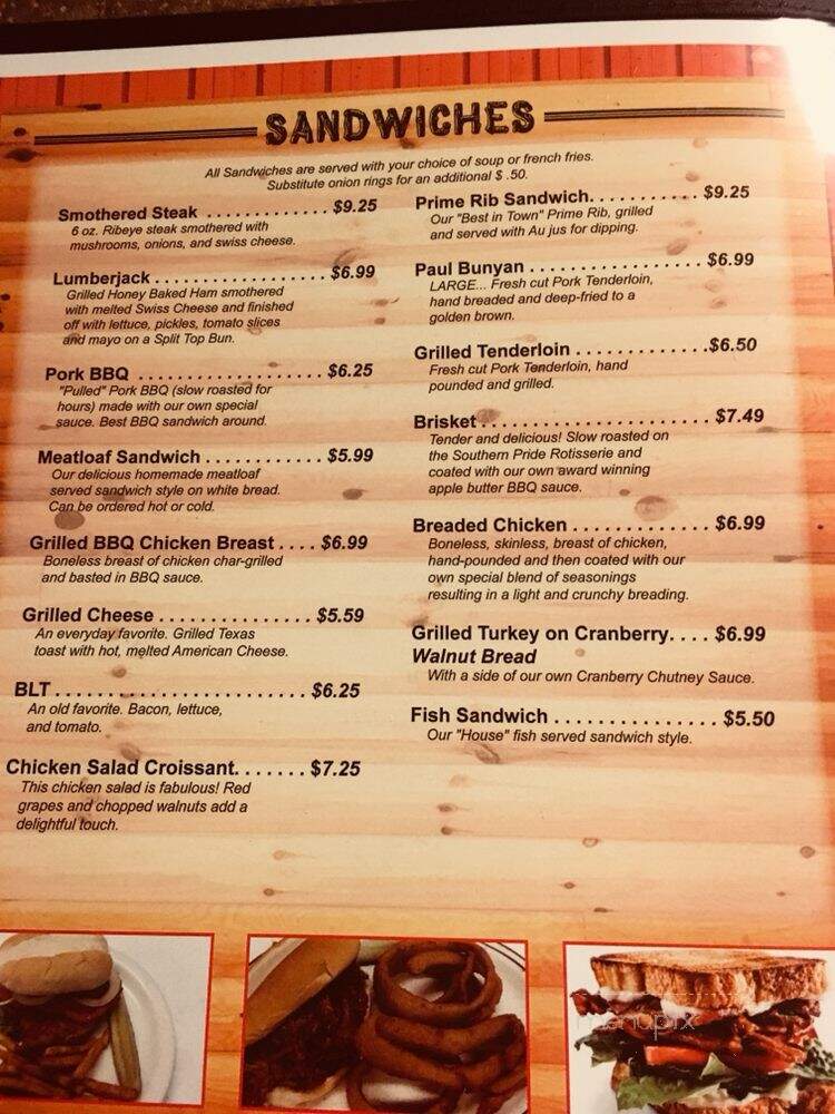 Log House Restaurant - Argos, IN menu_pic