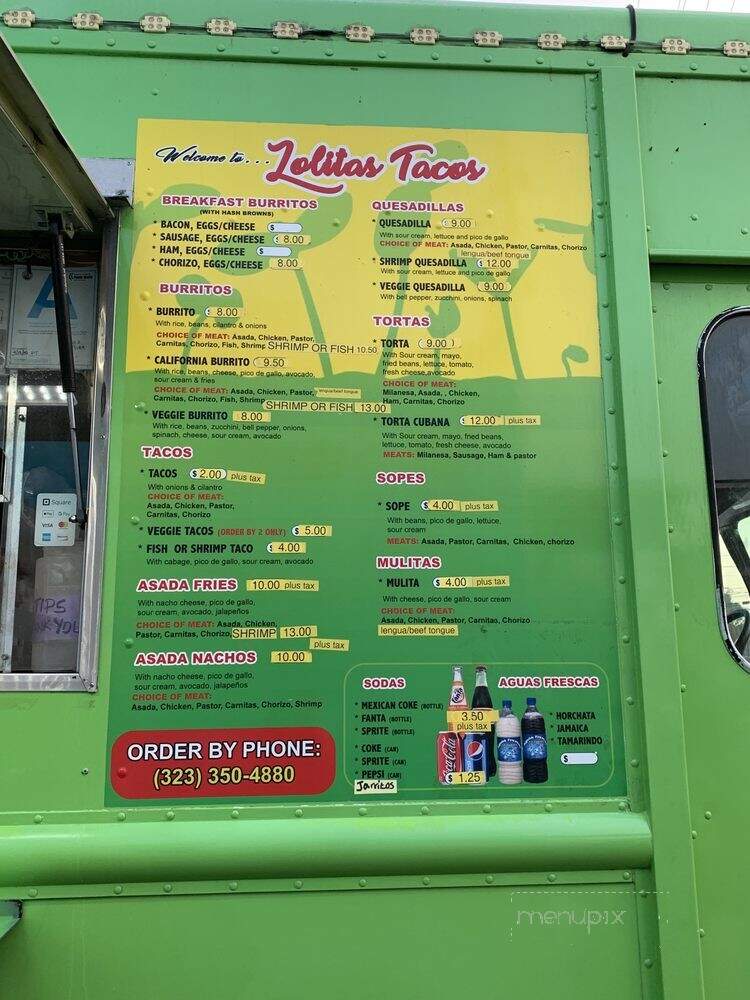 Lolita's Tacos - Los Angeles, CA menu_pic
