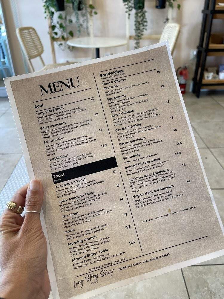Long Story Short Cafe - Boca Raton, FL menu_pic