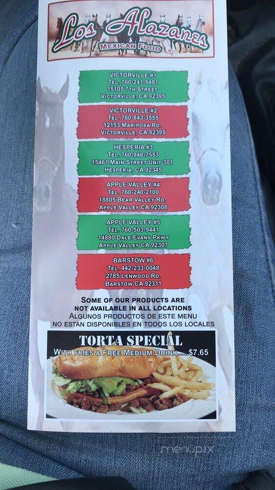 Los Alazanes Mexican Food - Barstow, CA menu_pic