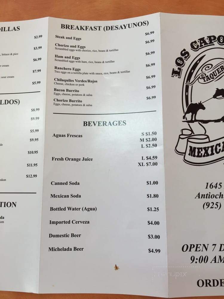 Los Caporales Taqueria - Antioch, CA menu_pic