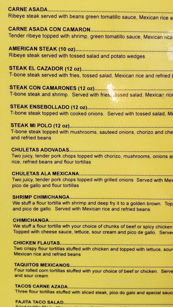 Los Cazadores - Mount Vernon, KY menu_pic