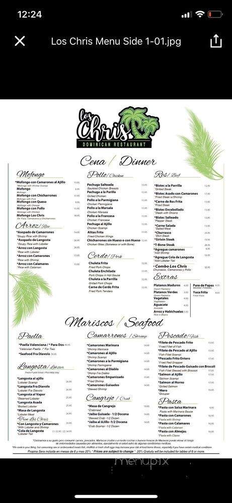 Los Chris Dominican Restaurant - Copiague, NY menu_pic