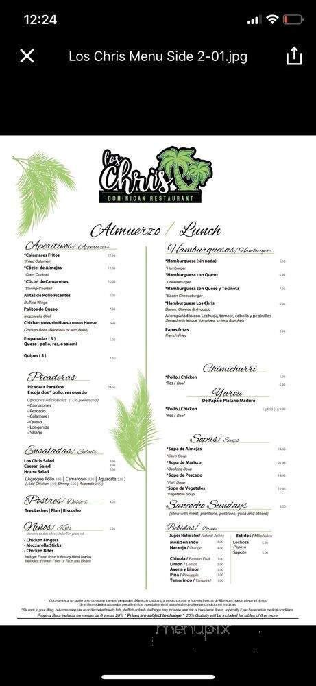 Los Chris Dominican Restaurant - Copiague, NY menu_pic