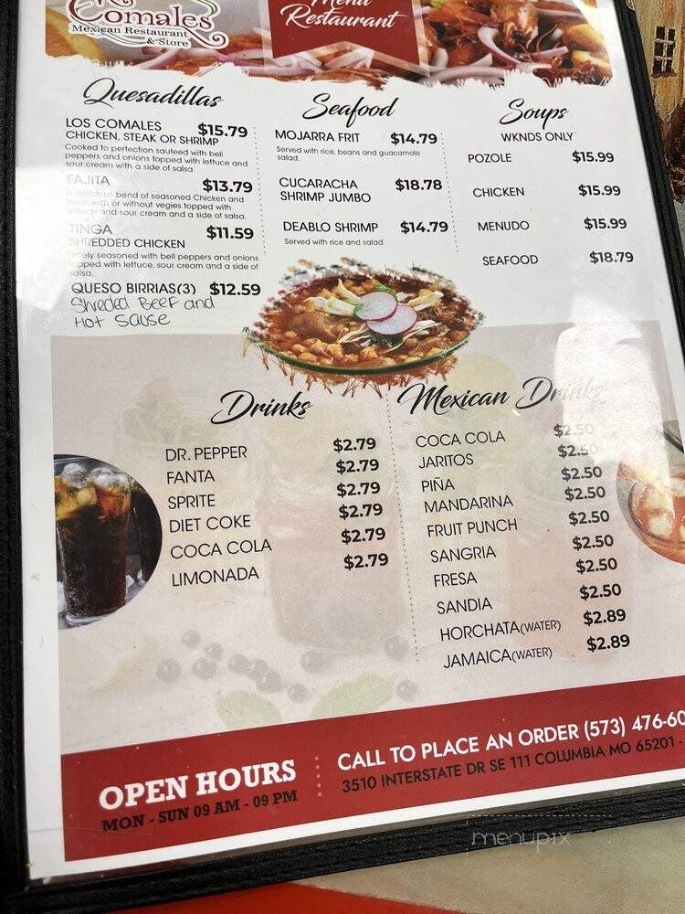Los Comales Mexican Restaurant - Columbia, MO menu_pic