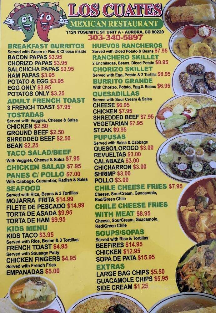 Los Cuates Mexican Restaurant - Denver, CO menu_pic