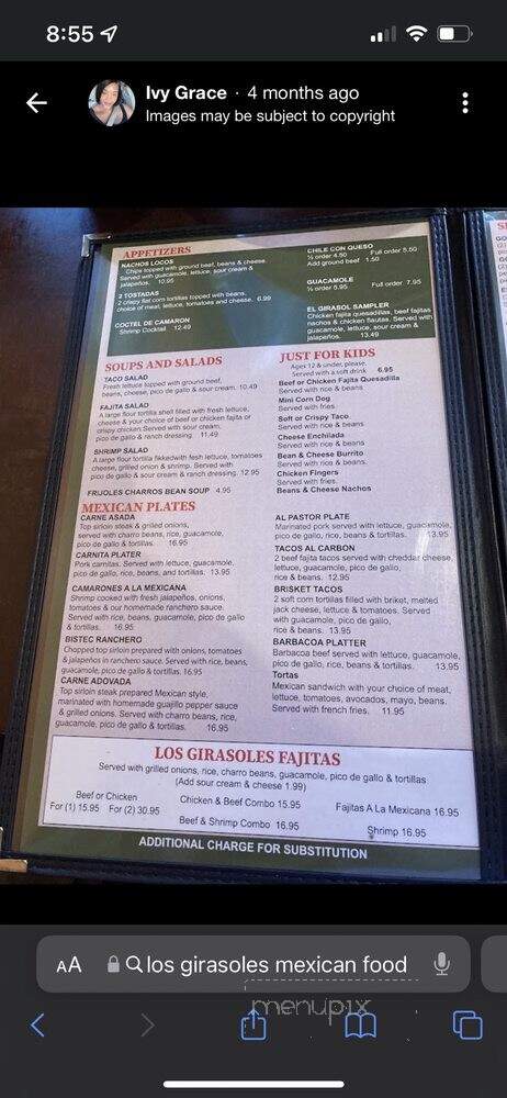 Los Girasoles - Fort Worth, TX menu_pic