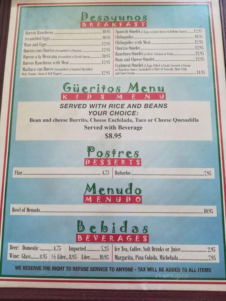 Los Gueros Mexican Restaurant - Monrovia, CA menu_pic