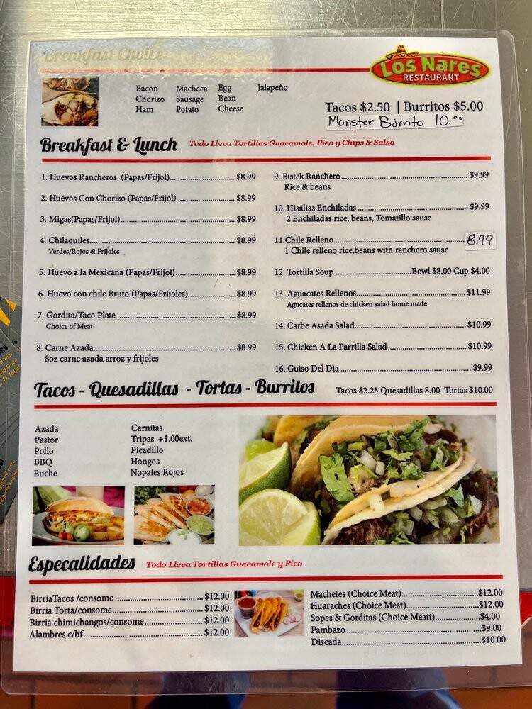 Los Nares - Granbury, TX menu_pic