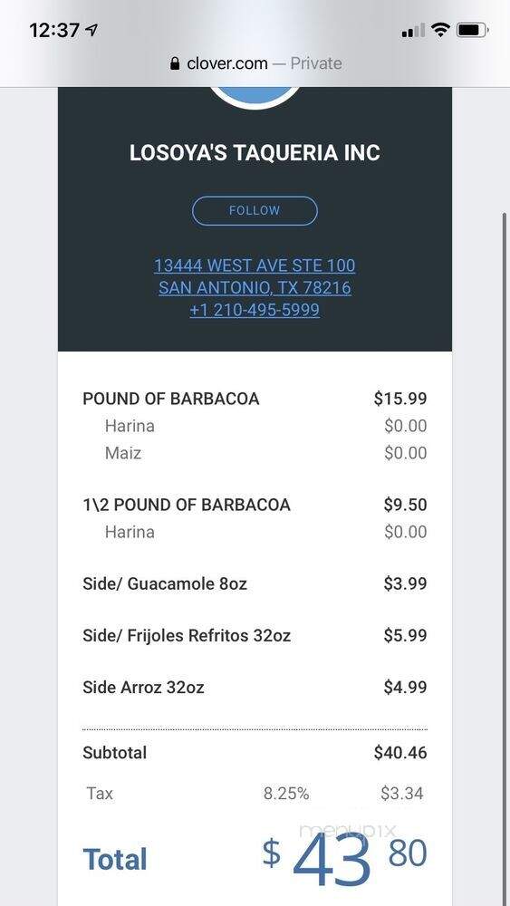 Los Oya's Mexican Restaurant - San Antonio, TX menu_pic