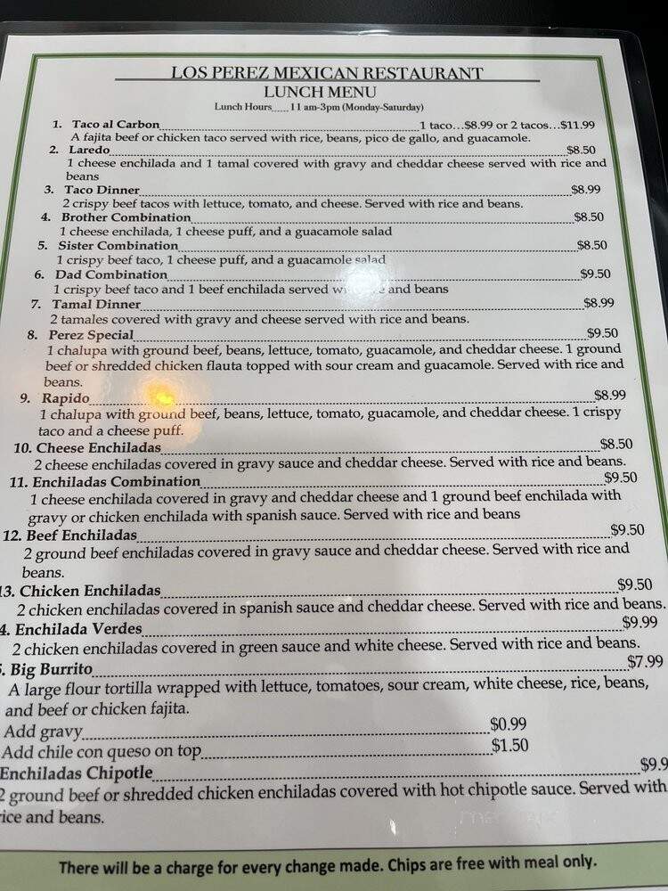Los Perez Mexican Restaurant - Katy, TX menu_pic