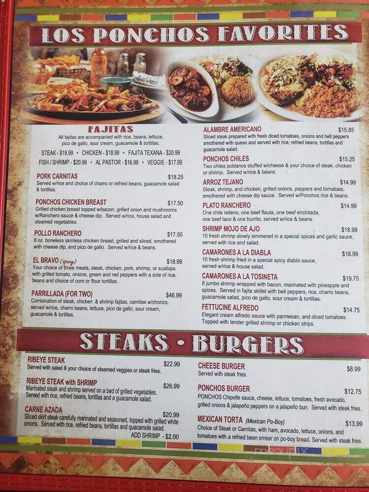 Los Ponchos - Liberty, TX menu_pic