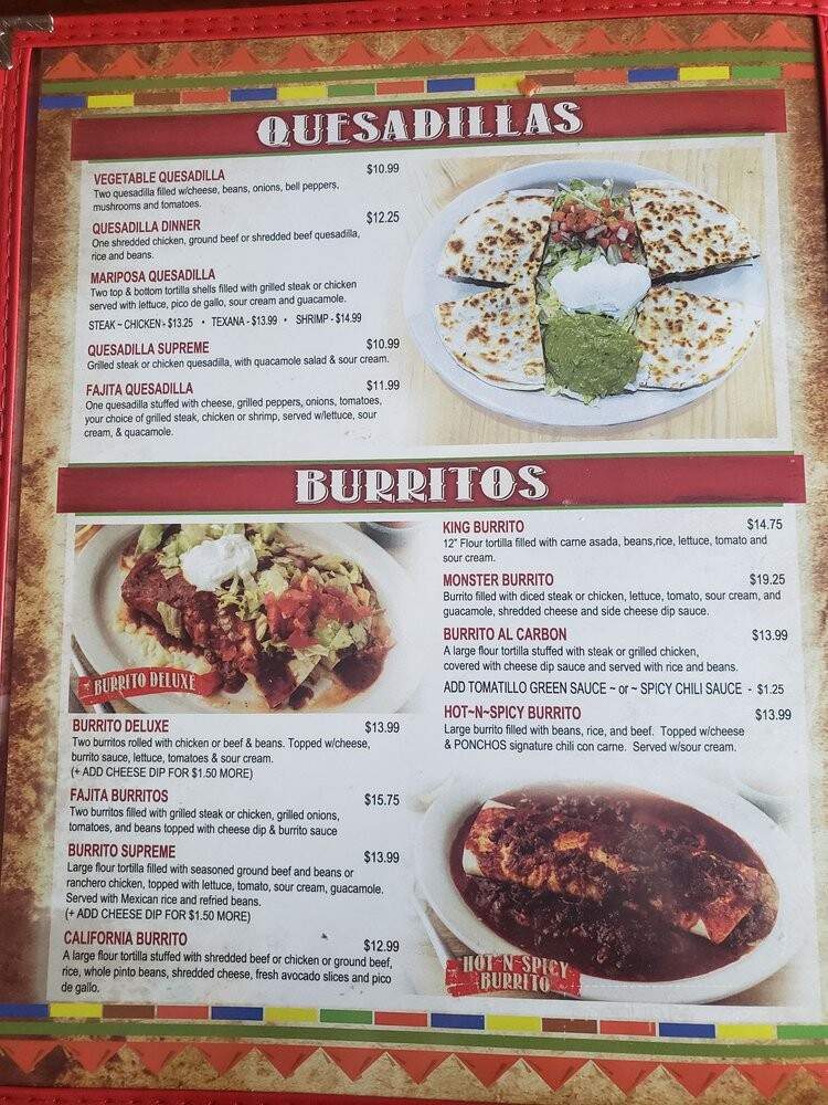 Los Ponchos - Liberty, TX menu_pic