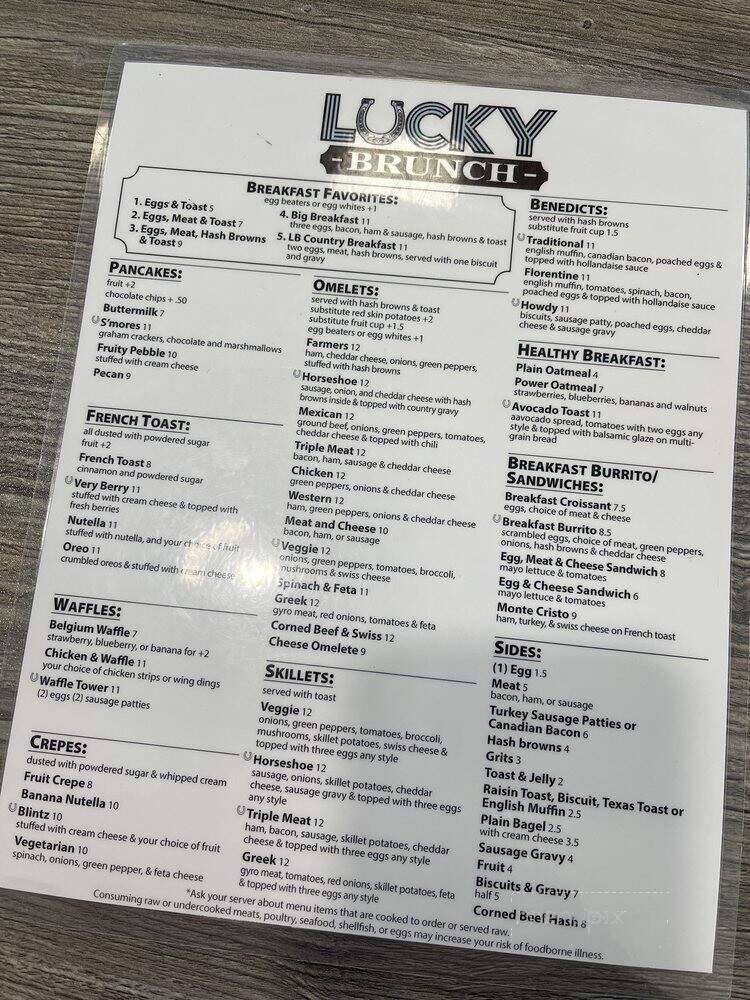 Lucky Brunch - Sterling Heights, MI menu_pic