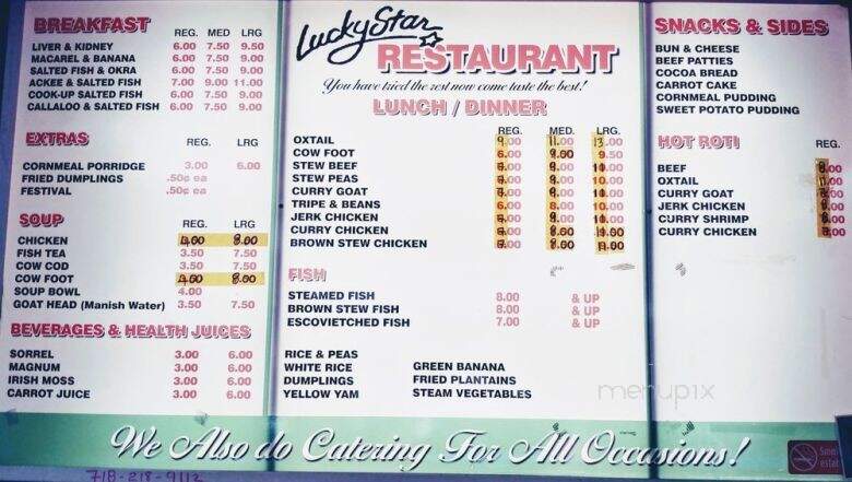 Lucky Star Restaurant - Brooklyn, NY menu_pic