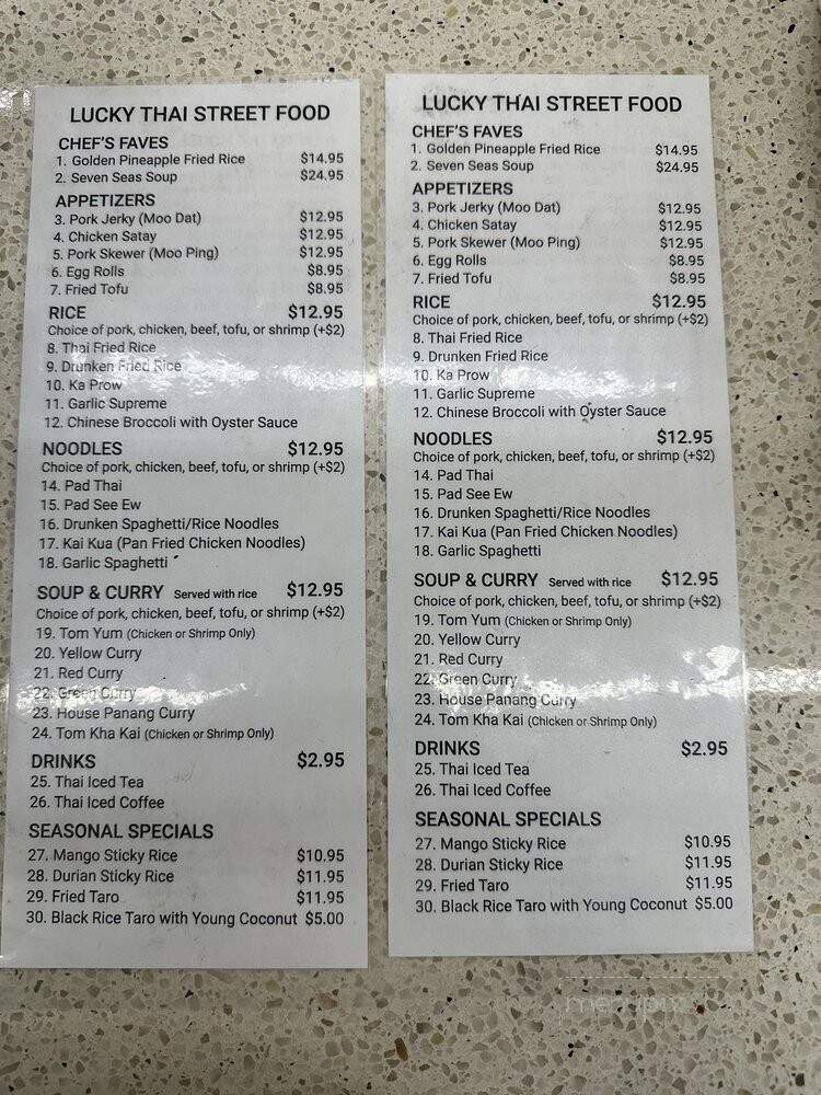 Lucky Thai Street Food - Hacienda Heights, CA menu_pic