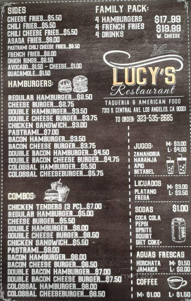 Lucy's Restaurant - Los Angeles, CA menu_pic