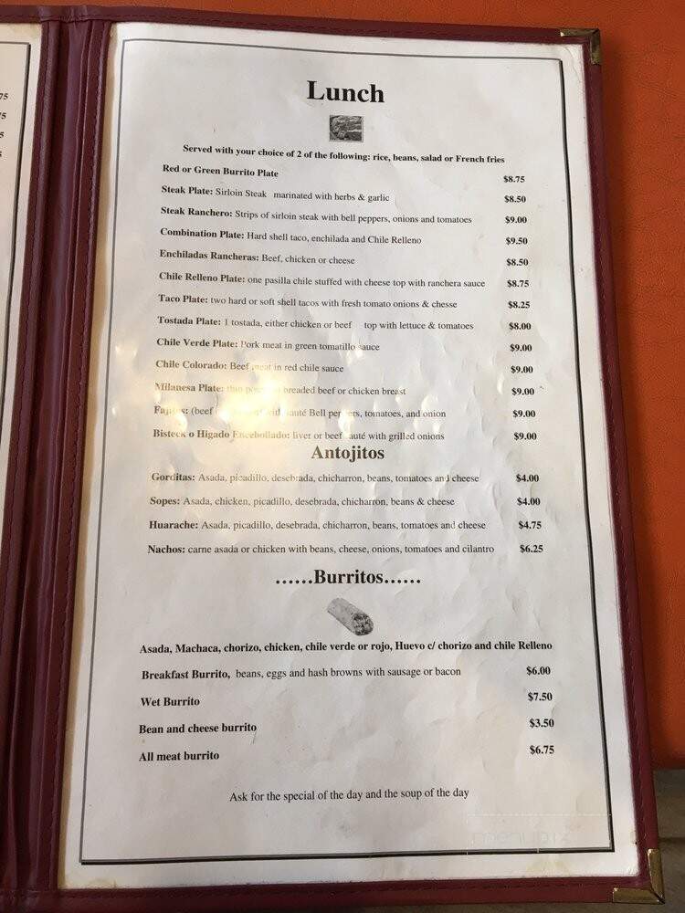 Lupe's Lunch Room - Los Angeles, CA menu_pic