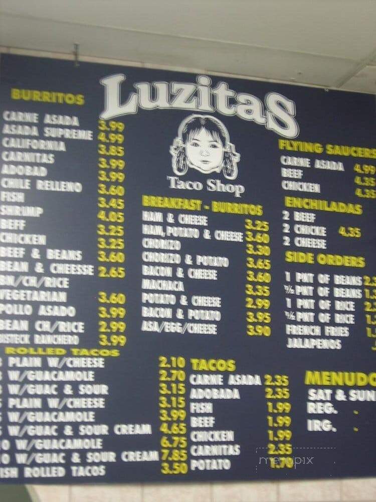 Luzita's - Chula Vista, CA menu_pic