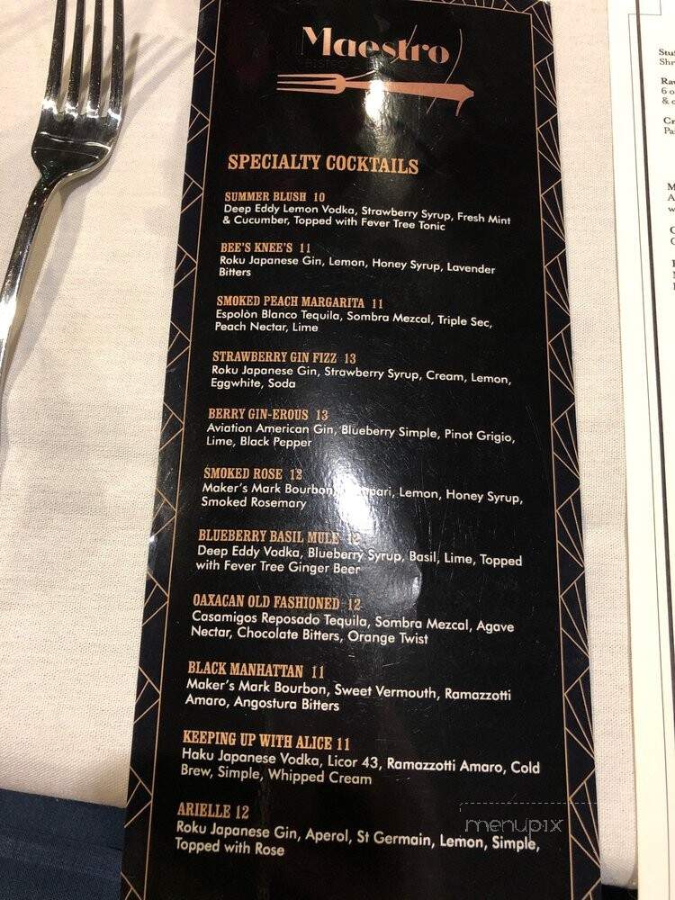Maestro's Bistro & Dinner Club - Greenville, SC menu_pic