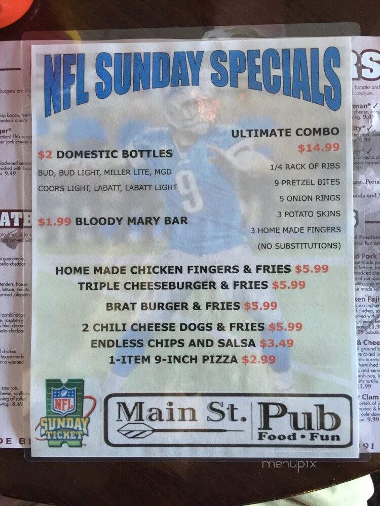 Main Street Pub - Kalamazoo, MI menu_pic