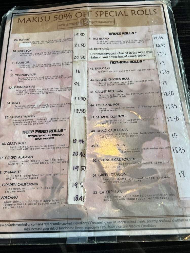 Makisu Sushi - Sacramento, CA menu_pic