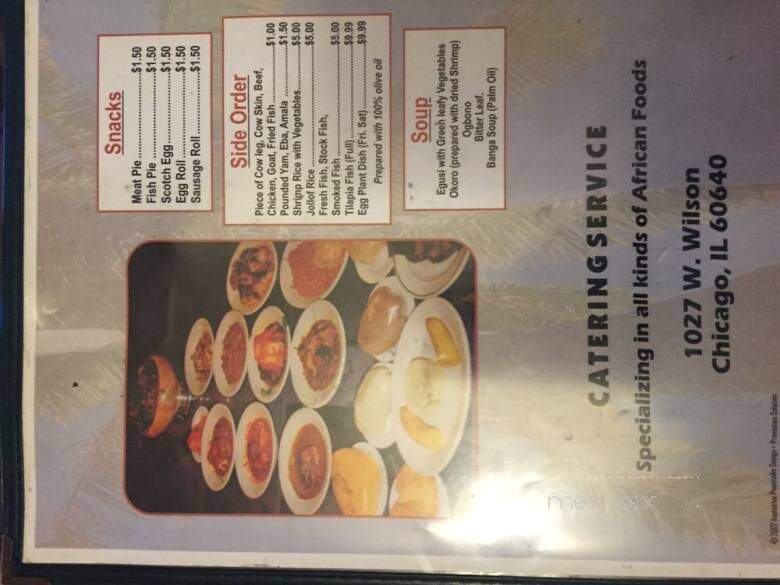 Mama Osas African Restaurant - Chicago, IL menu_pic