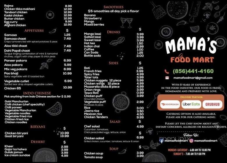 Mama's Indian Kitchen - Magnolia, NJ menu_pic