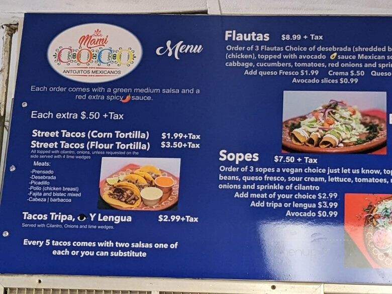 Mami Coco - Dallas, TX menu_pic