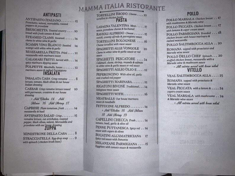 Mamma Italia - Rochester, NY menu_pic
