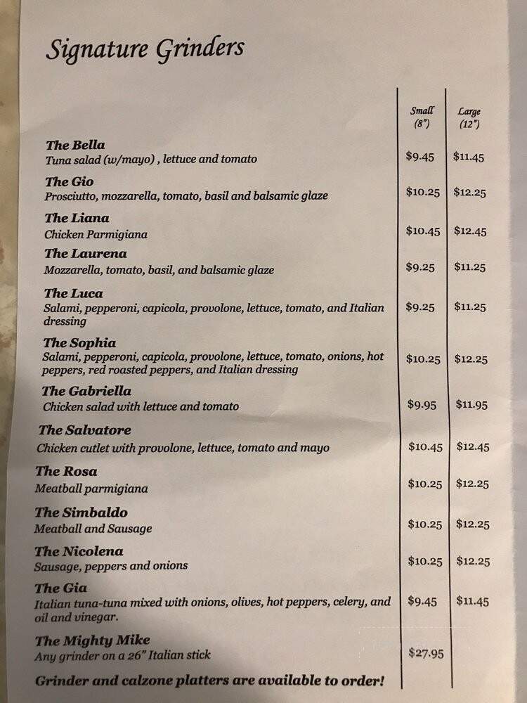 Mangiamo Grinders and Calzones - North Providence, RI menu_pic