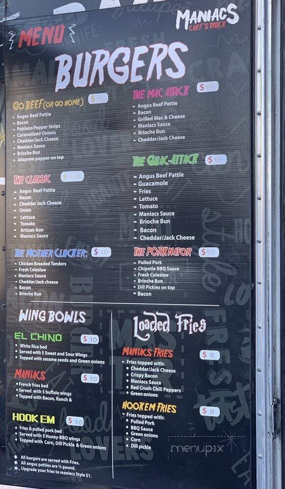 Maniacs Chef's Truck - San Antonio, TX menu_pic