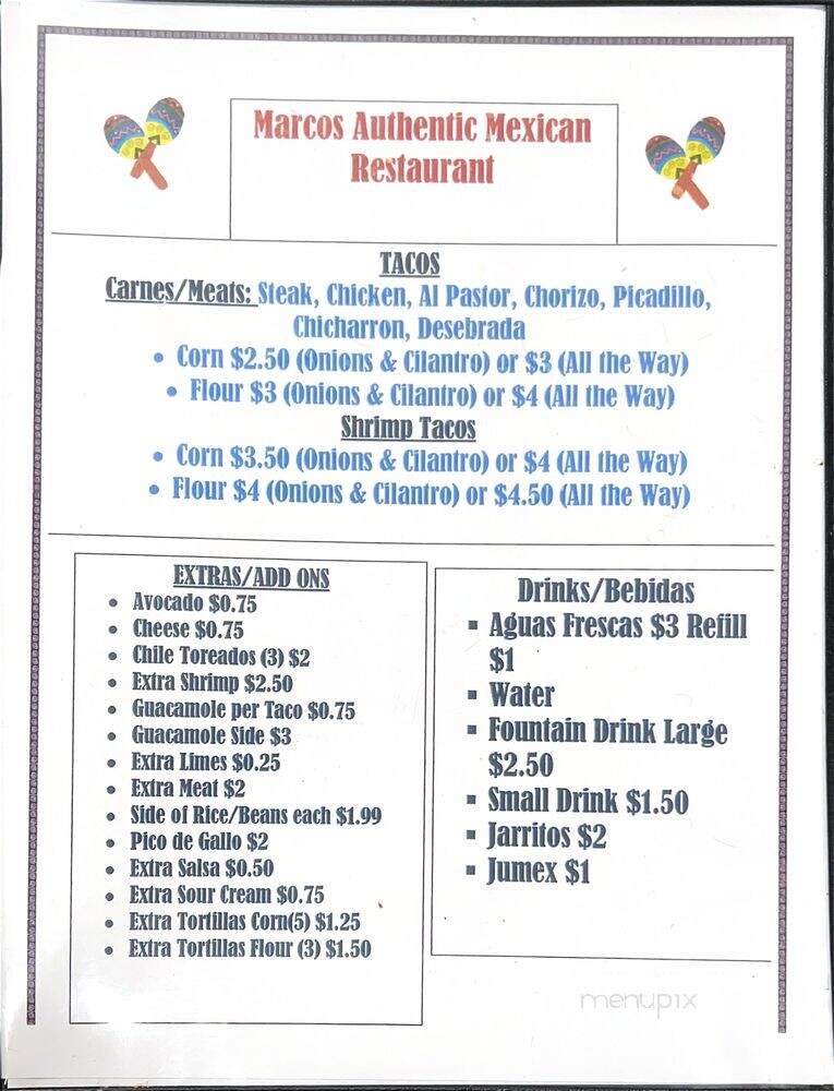 Marcos Authentic Mexican Food - Moultrie, GA menu_pic