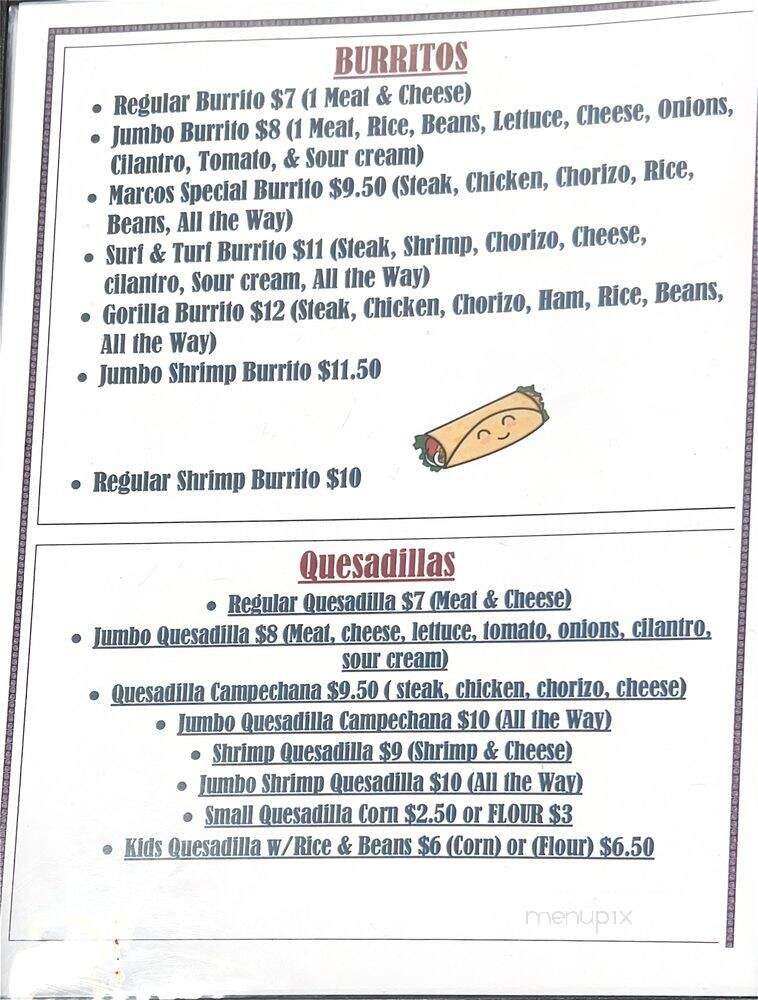 Marcos Authentic Mexican Food - Moultrie, GA menu_pic