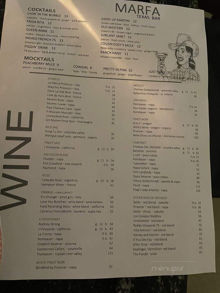Marfa Texas Kitchen - College Station, TX menu_pic