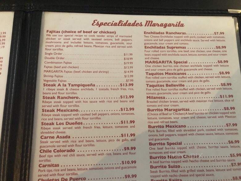 Margaritas Mexican Restaurant - Belleville, IL menu_pic