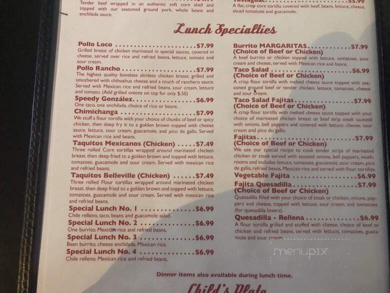 Margaritas Mexican Restaurant - Belleville, IL menu_pic