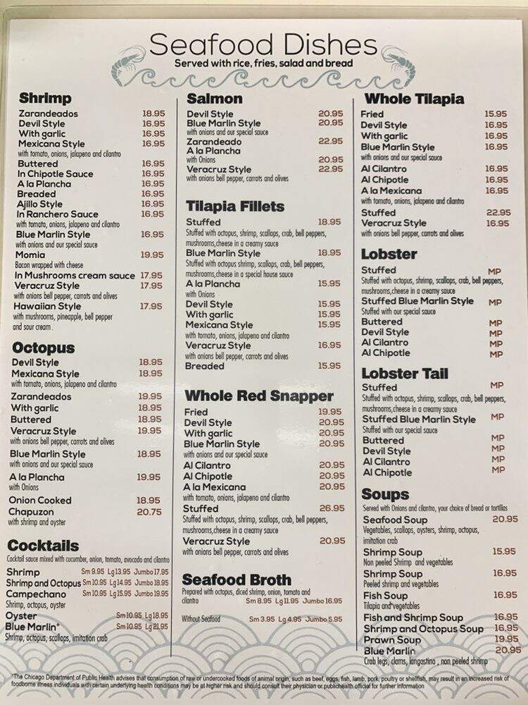 Mariscos Blue Marlin Mexican Cuisine - Chicago, IL menu_pic