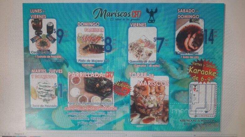 Mariscos Cr7 - El Monte, CA menu_pic